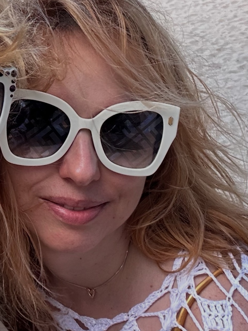Fendi White Cat-Eye Sunglasses with Brown Gradient Lenses